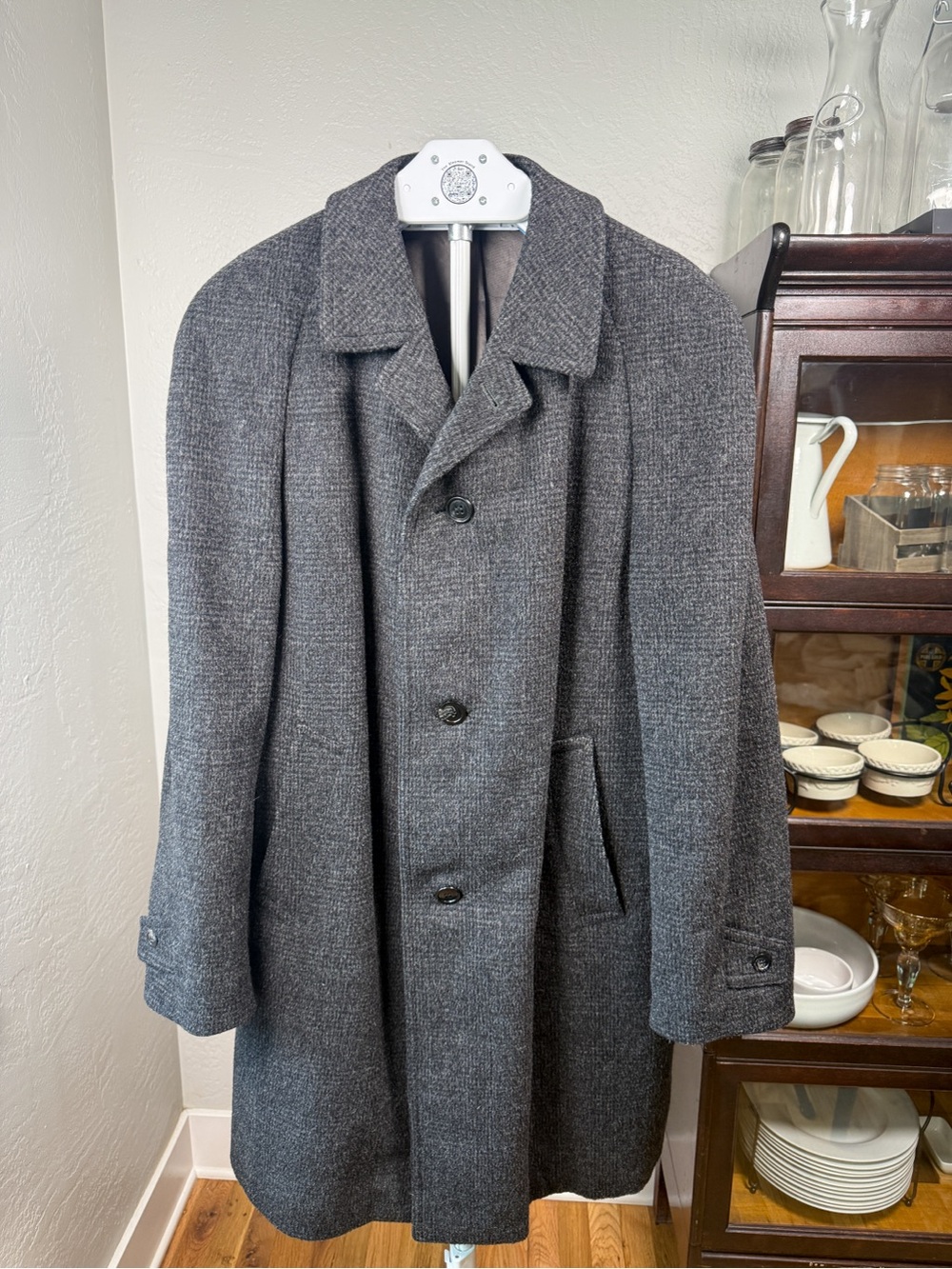 Vintage Loden Frey München Men’s Gray Wool Overcoat German Made Size XL